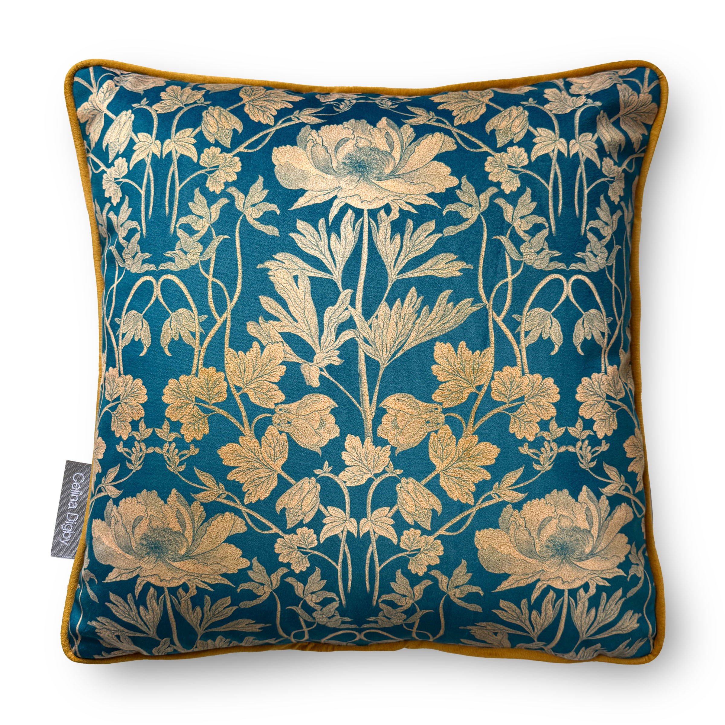 Luxury Super Soft Heavyweight Velvet Cushion – Four Seasons Summer Teal & Gold