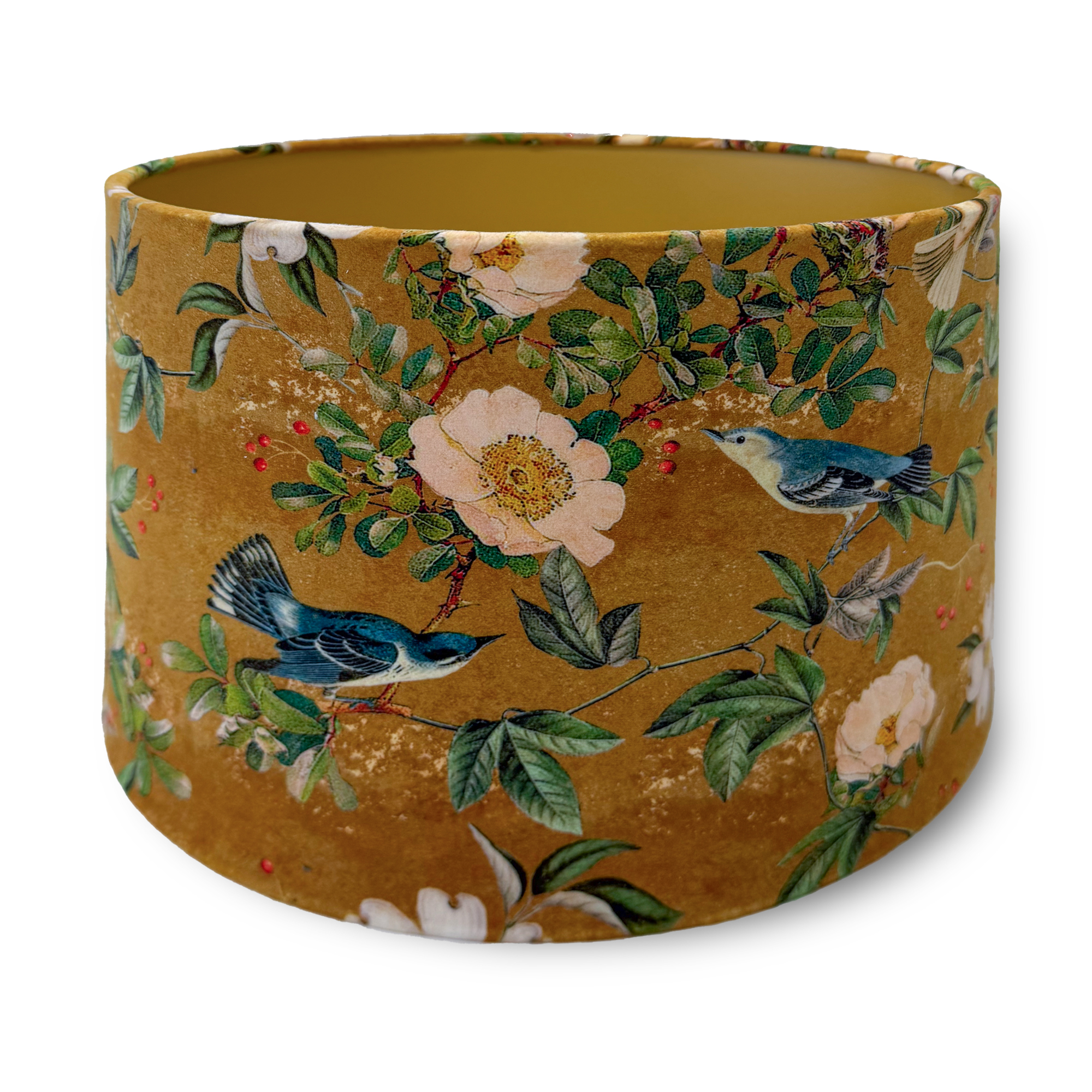 Luxury Velvet Lampshade – Available for Ceiling Light, Standard Lamp or Table Lamp –  Wild Rose Gold, Floral Design